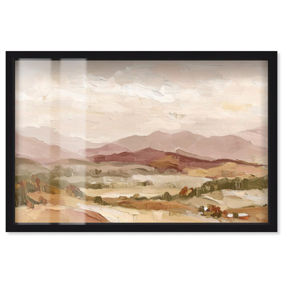 Décoration murale rustique Rolling Hills II Shadowbox par Art Remedy, cadre noir, 25 x 17