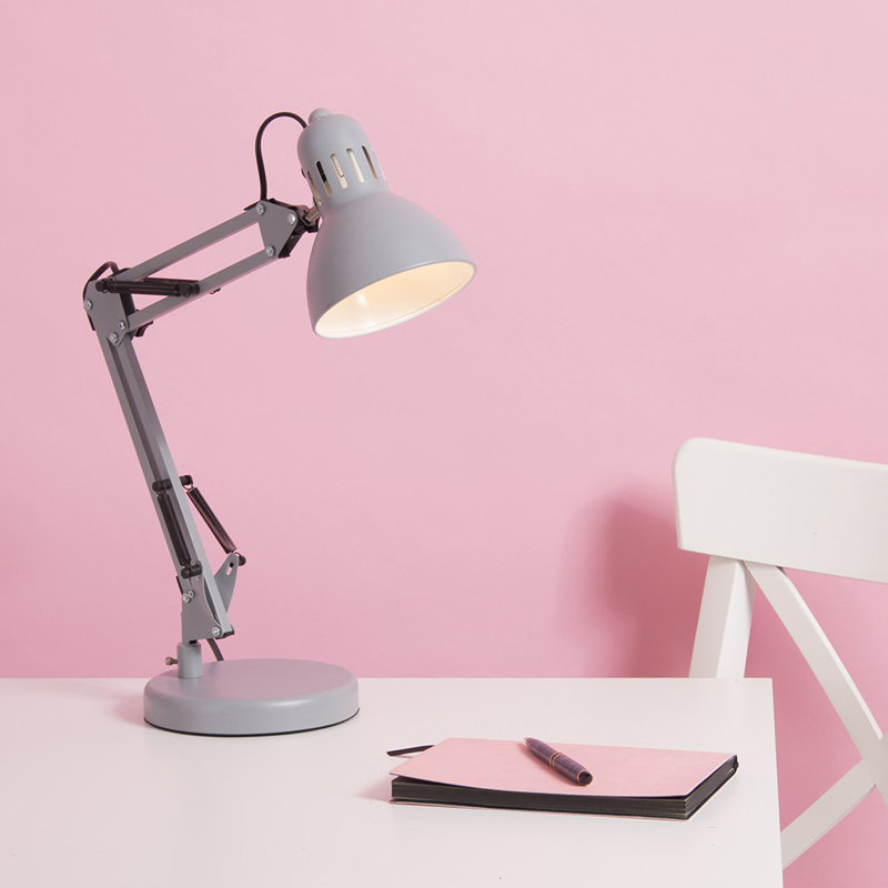 Shaina Metal Desk Lamp, No, Cool Grey