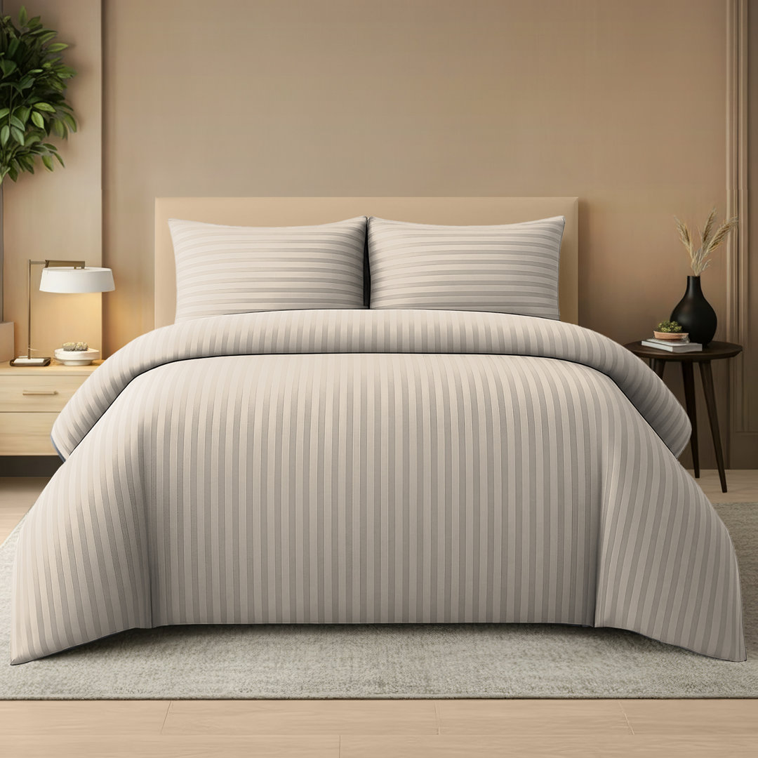 Microfiber Striped Duvet Cover Set