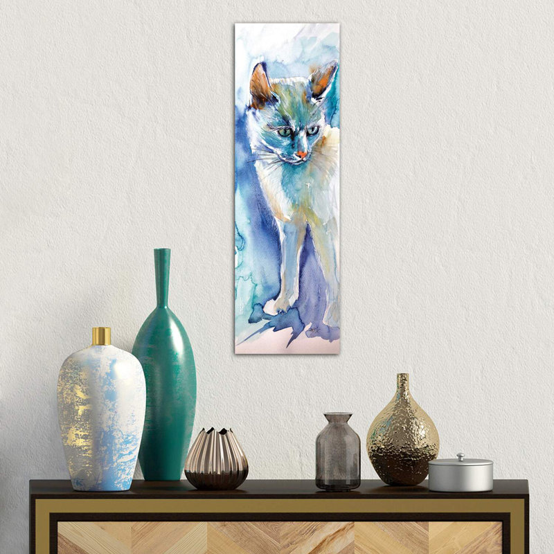 White Cat by Anna Brigitta Kovacs - Wrapped Canvas Panoramic Painting, 30.48 cm H x 91.44 cm W x 3.175 cm D