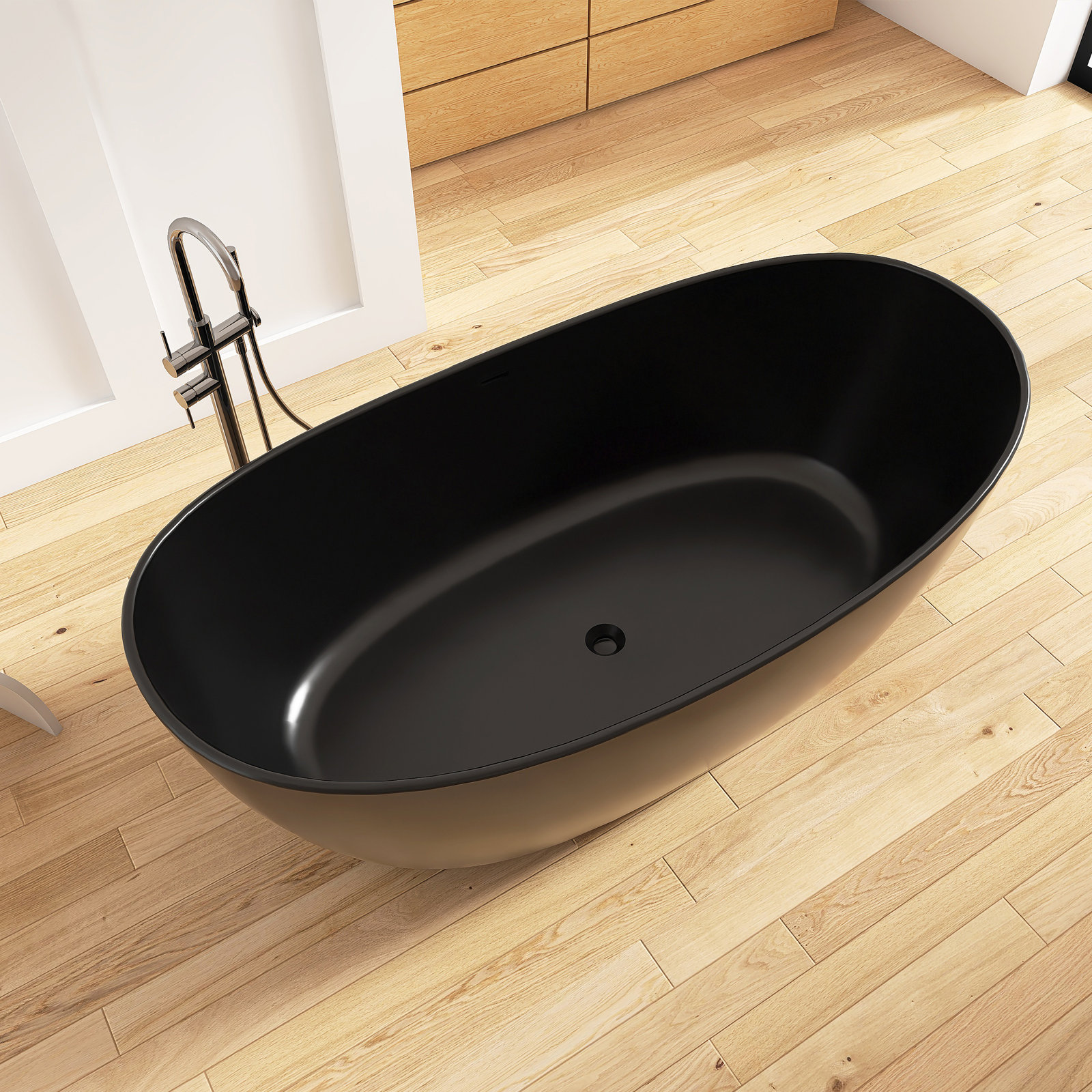 Forma 65" Double Slipper Soaking Bathtub, Matte Black