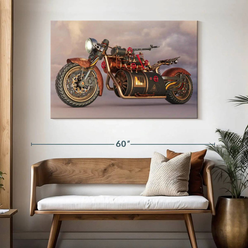Mehar Steampunk Motorcycle, 32" H x 48" W