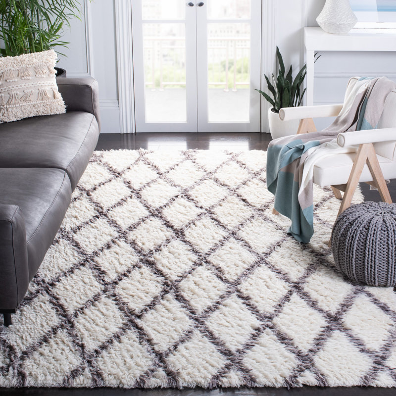 Tapis géométrique en laine / coton noué à la main Damalus, Rectangle 9 pi x 12 pi
