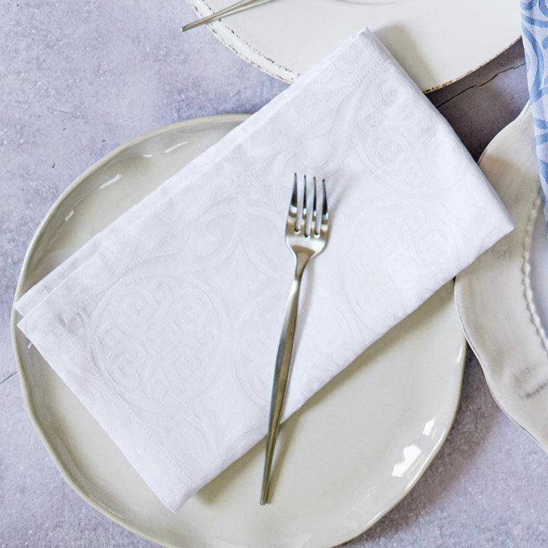 Damask Napkins, White