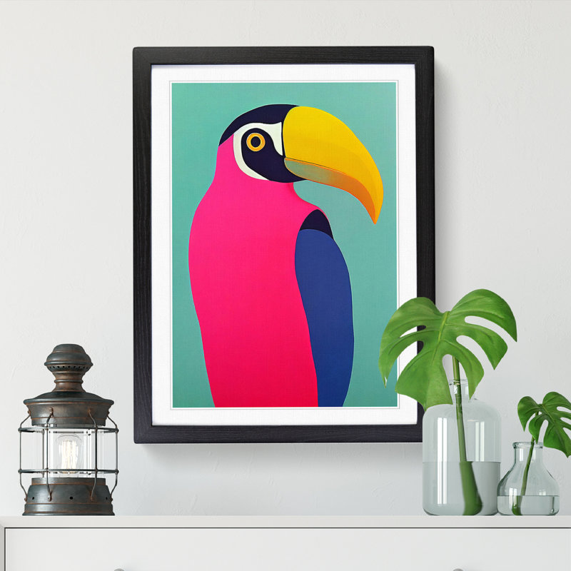 FRM-V0523-2526X Toucan Abstract Vol.4 - Single Picture Frame Print, 46cm H x 34cm W x 2cm D, Oak