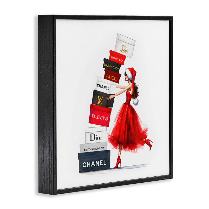 «Holiday Glam», art giclée par Amanda Greenwood, H 12 po x l 12 po, Giclée encadrée noir minuit