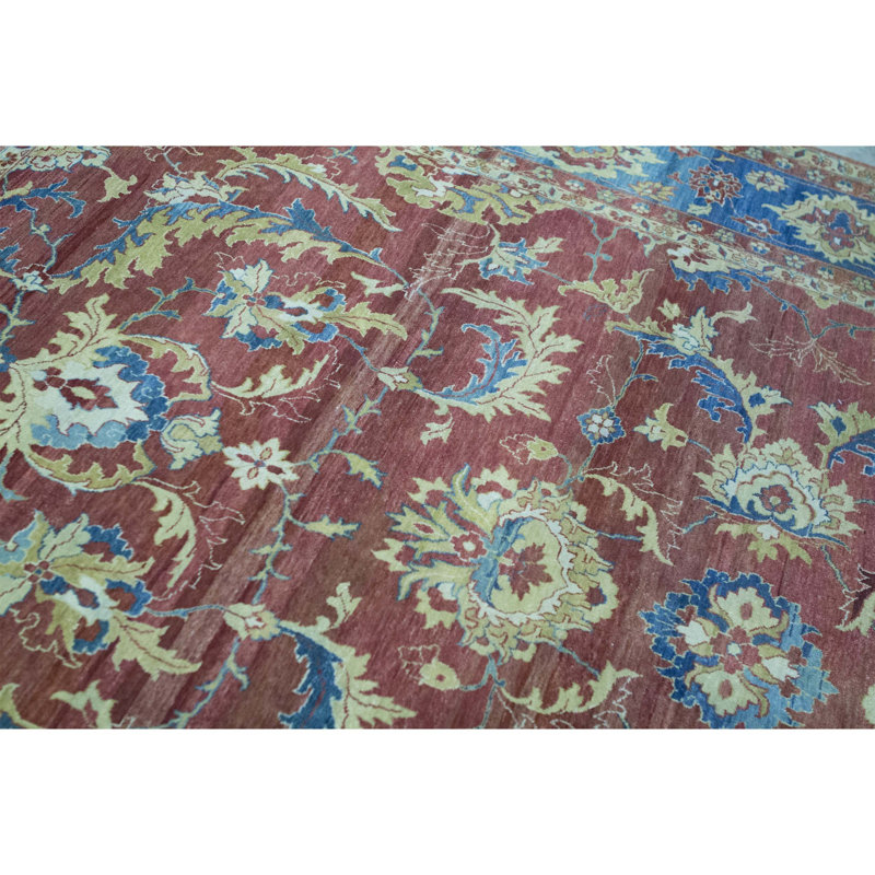 Wool Oriental Area Rug in Rust/Dark Blue