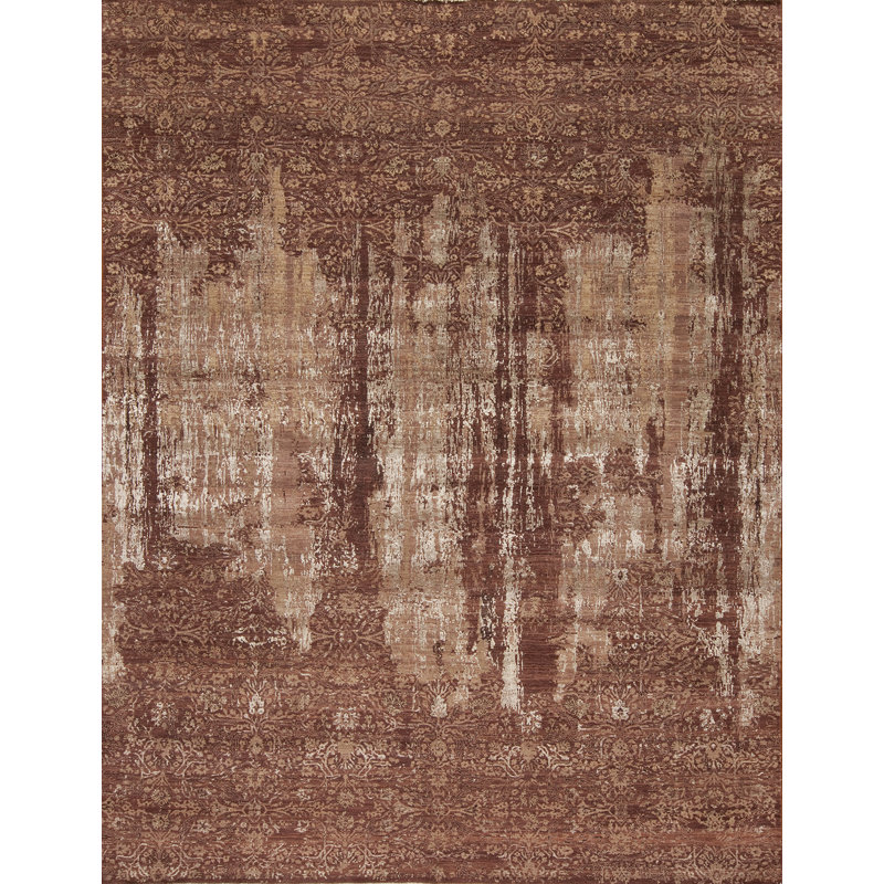Avant-Garde Damask Area Rug in Brown, Rectangle 10' x 14'