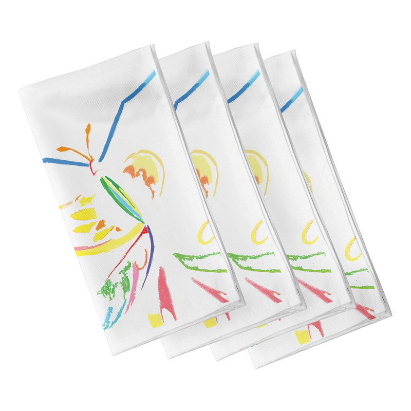 Ensemble de serviettes 4 pièces Torin, Mauve / rouge / jaune / vert / bleu, L 18 po x L 18 po
