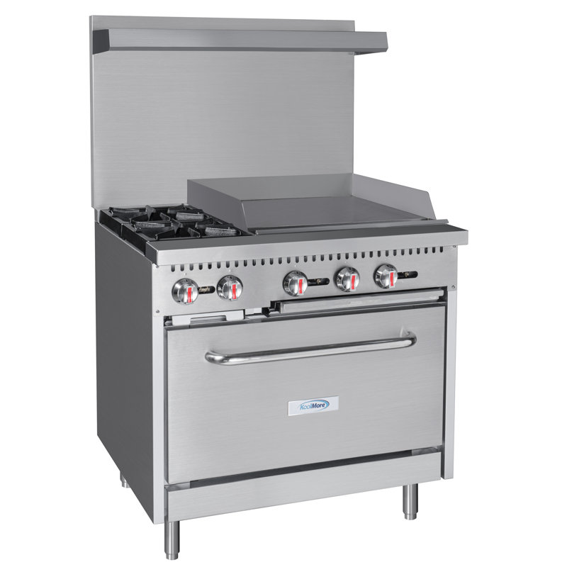 Cuisinière LP 36 po à 2 brûleurs avec plaque chauffante de 24 po en acier inoxydable (km-crg36-lp), Propane liquide