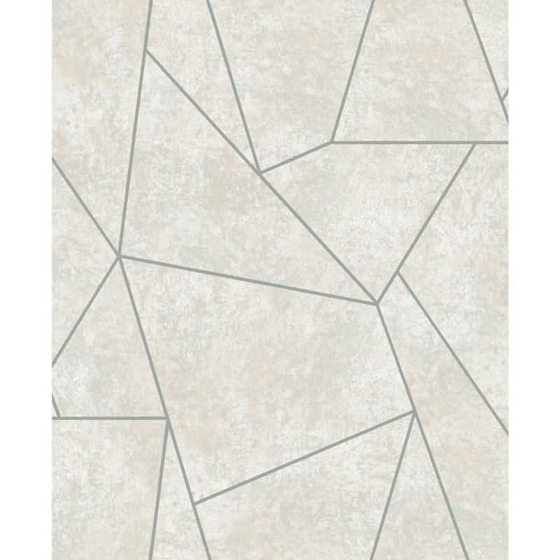 Nazca Geometric Metallic Wallpaper Roll, Gray