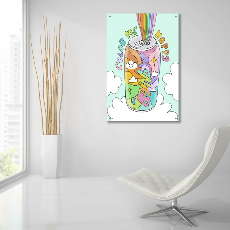  «Color Me Happy» par Club Daydream, art mural en verre acrylique, 24 po x 36 po, H 36 po x l 24 po