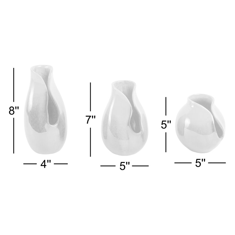 Ensemble de 3 vases en céramique 5/7/8 "Khimani, Vert