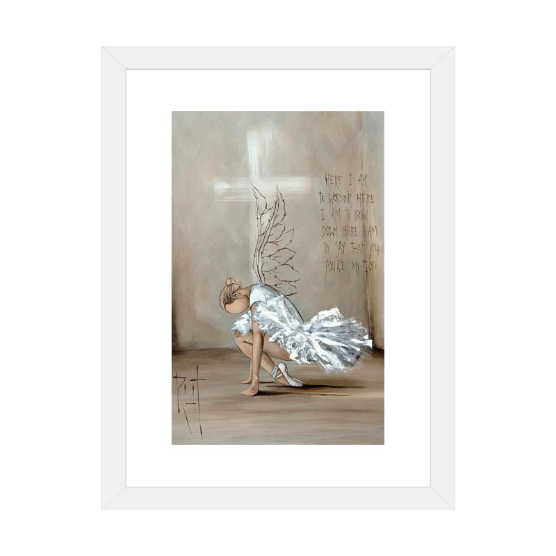 « Here I am to adoration » par rut art Creations-impression, H 16 po x l 24 po x P 1 po, Papier encadré blanc, Blanc