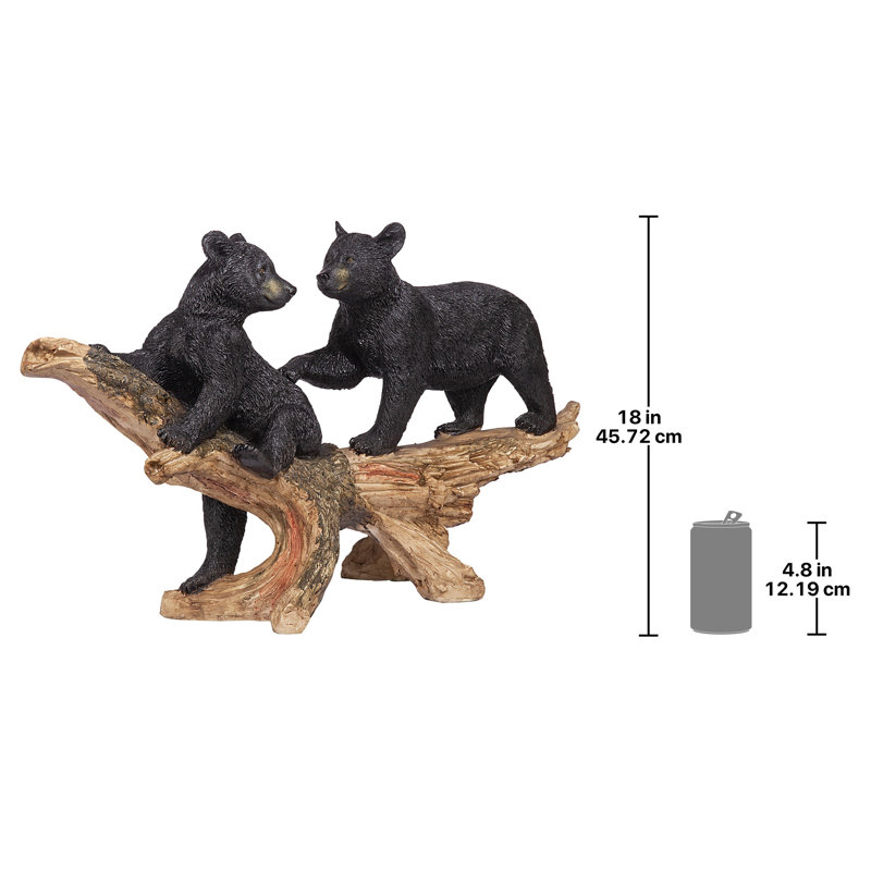 Mischievous Black Bear Cubs Statue