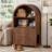 Farmhouse Cat Litter Box Enclosure, Walnut Arched Cabinet with Dual Side Entry & 2 Open Shelves