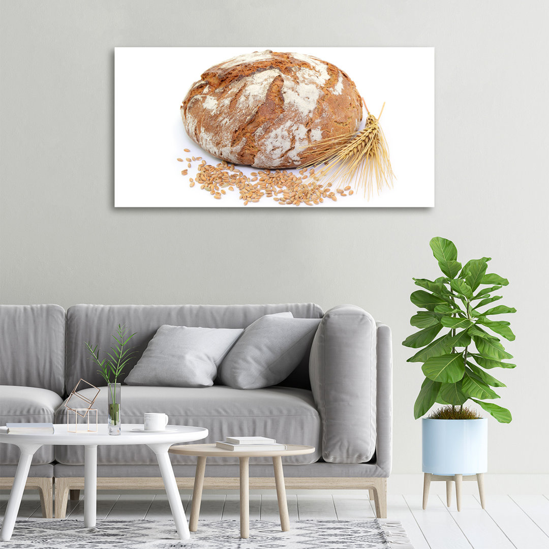 Leinwanddruck - Wandkunst - Drucke auf Leinwand - 100X50 Bildmotiv: Brot und Weizen