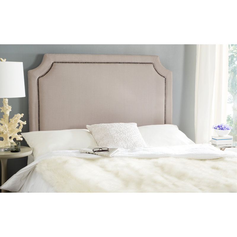 Stallings Upholstered Headboard, Full, Linen, Pale Pink/Beige