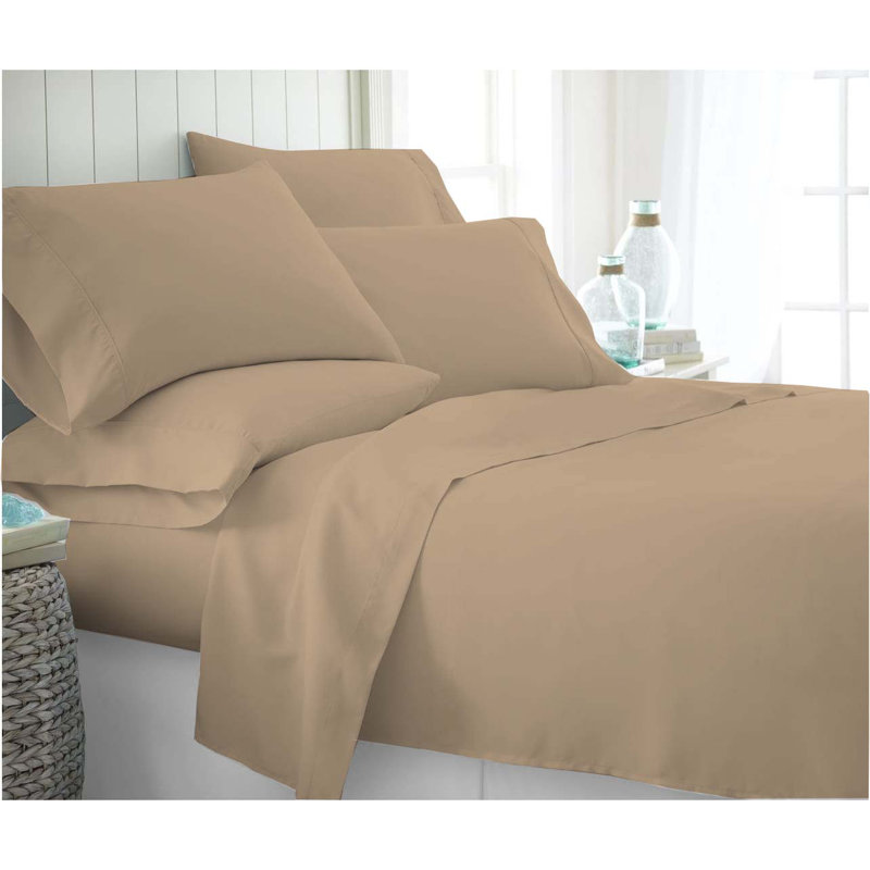  Ensemble de literie douillette en microfibre double 6 pièces 1600 Series, Grand, Kaki