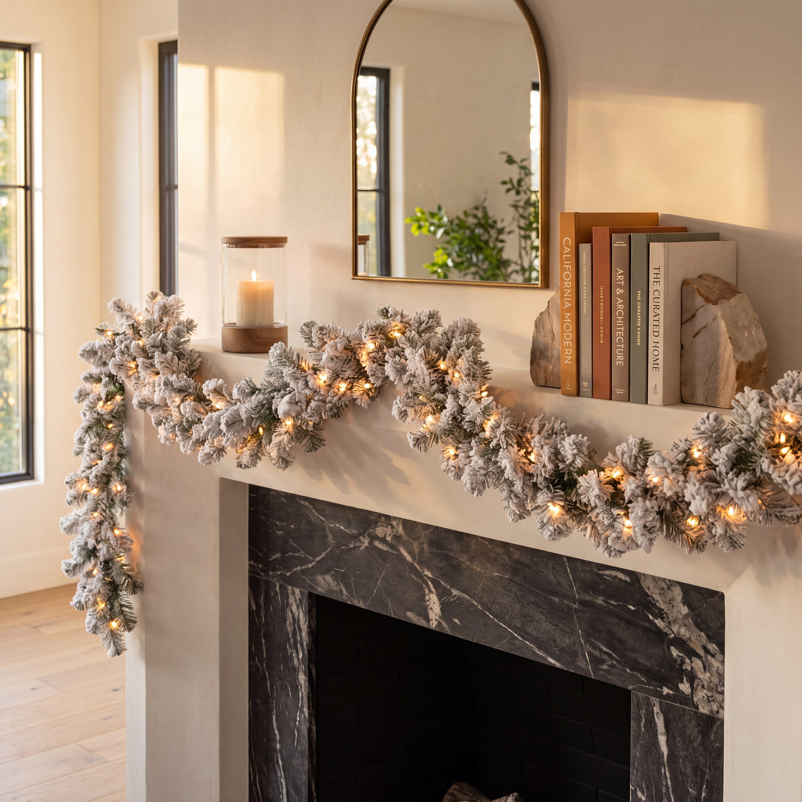 108" Frosted Pre-Lit Christmas Garland