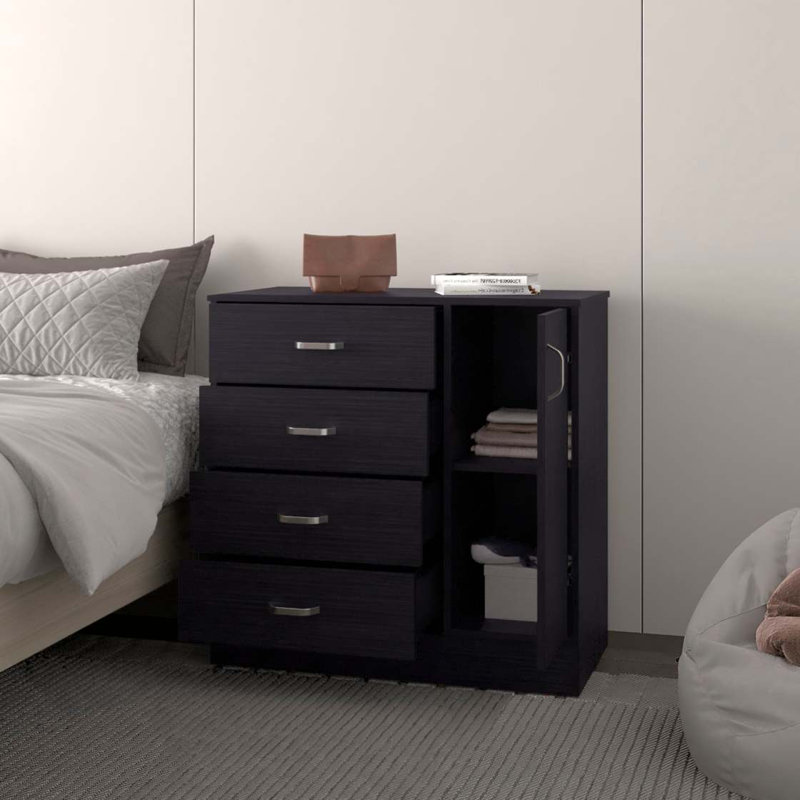 Commode 4 tiroirs avec armoire latérale Wenge