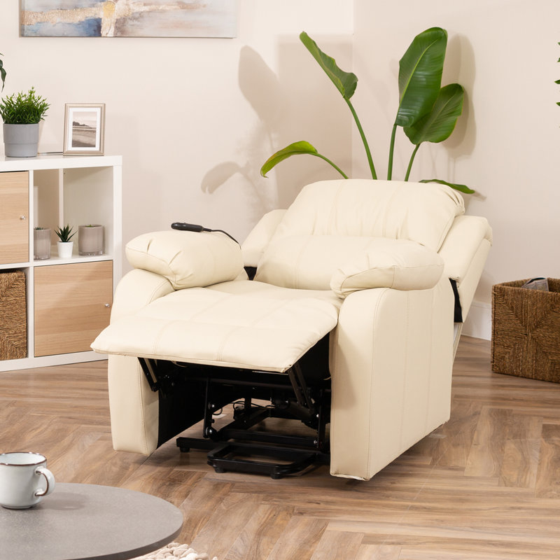 Patchway Faux Leather Heated Massage Chair, Cream