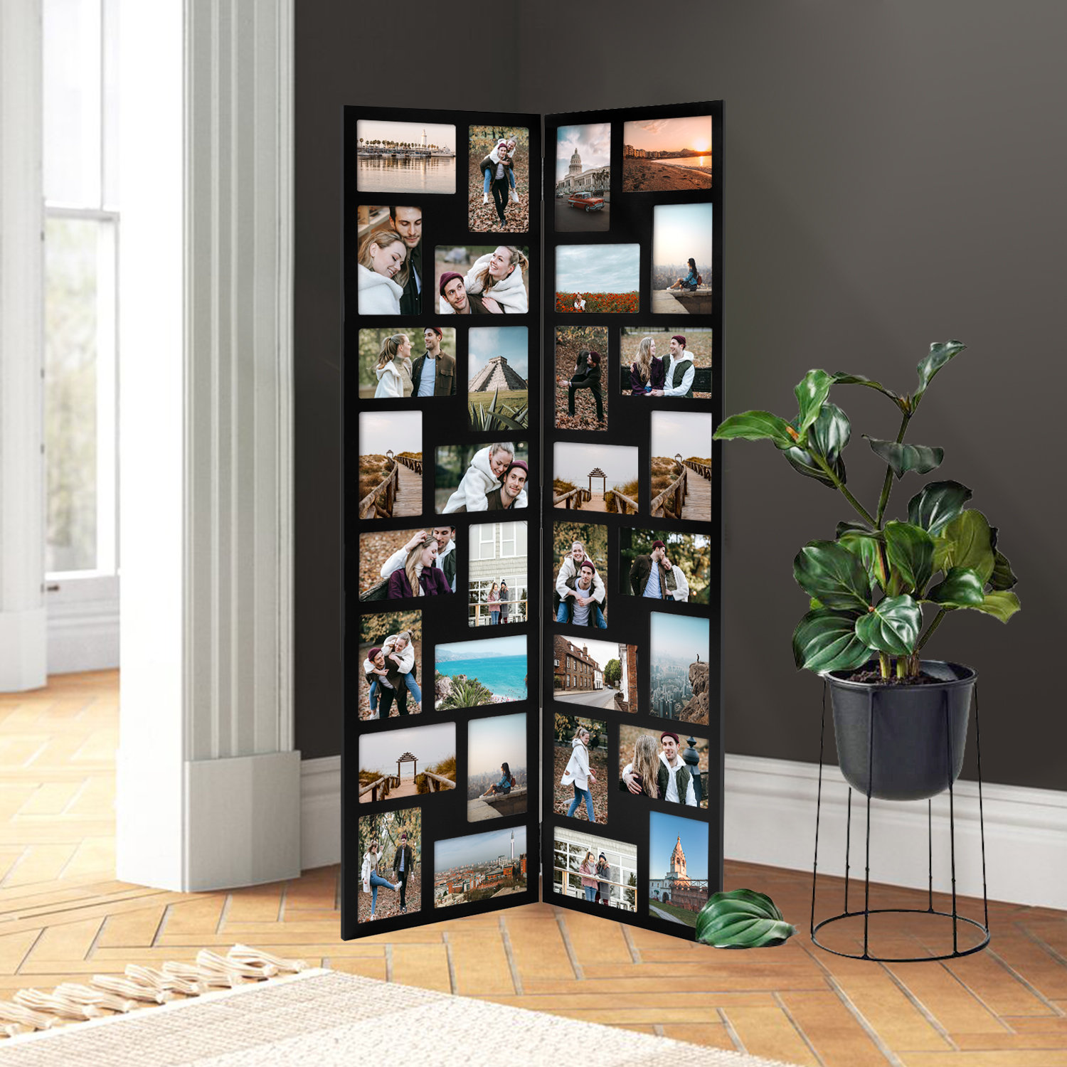 4x6 Multiple 2 3 4 5 6 7 8 9 10 Opening Black Picture Frame With Mat //  Multi Opening Photo Frame Collage 