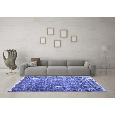 Tapis contemporains bleu lavable à la machine 773