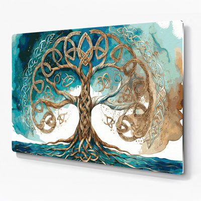 SciFi Celtic tree of life design Brown Metal Wall Art