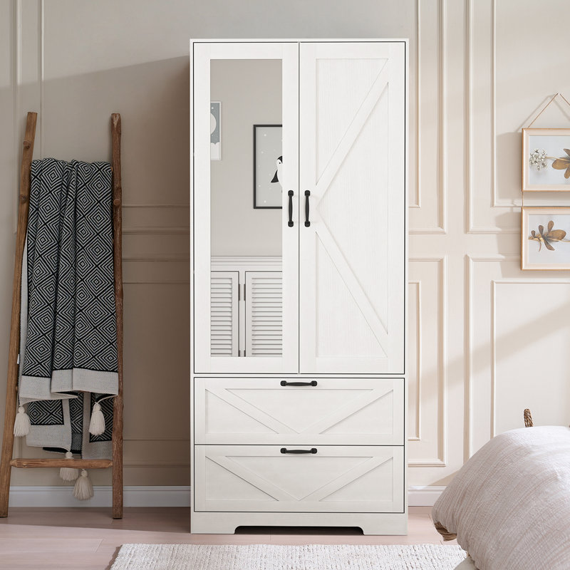 Armoire penderie 2 portes avec 2 tiroirs Armoire, Blanc