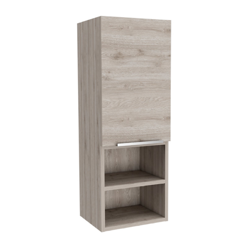 Armoire à pharmacie moderne avec tablettes ouvertes et intérieures, Gris