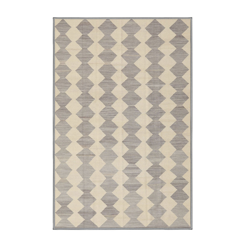 Tapis géométrique beige / gris, Rectangle 2 pi x 5 pi
