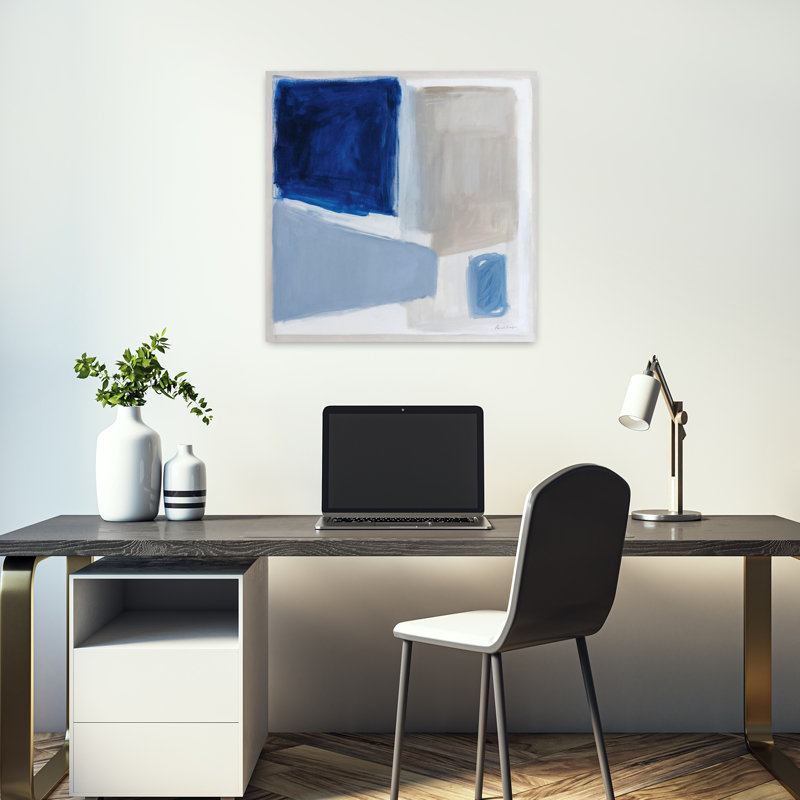 Bleu contemporain avec art abstrait bleu, H 18 po x l 18 po