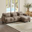 Canapé d'angle trois places en chenille avec pouf amovible et coussins lombaires-474879377