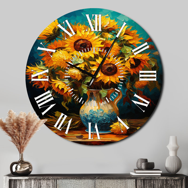 Horloge murale chef-d'œuvre tournesols de Van Gogh IV, Surdimensionné