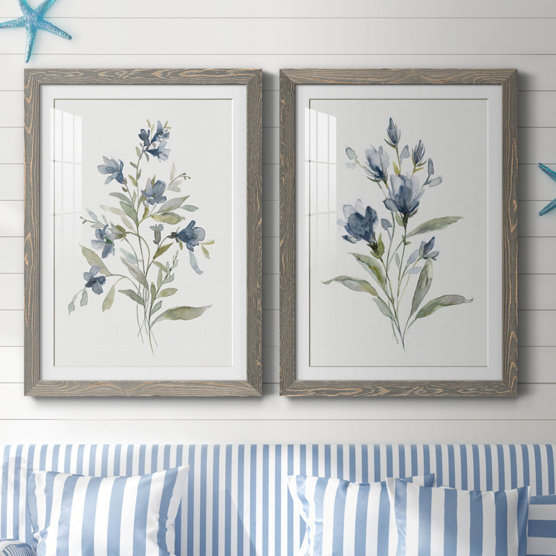 Linen Botanical III - ensemble de 2 reproductions d'art, H 44 po x l 31 po, Papier dans un cadre photo, Gris