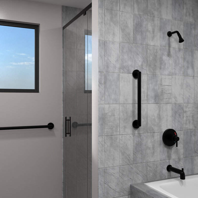 MITER 12 in. x 1.25 in. Grab Bar, ADA Compliant for Bath and Shower Safety (500 lb. Capacity) in Matte Black, 12, Matte Black