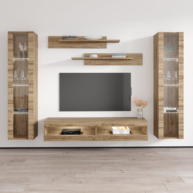 FLYAB2 Floating Entertainment Center for TVs up to 70", Oak