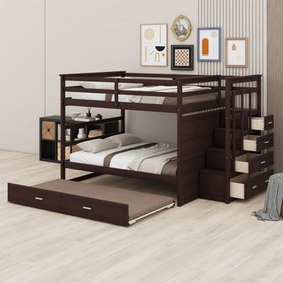 Full Over Full Bunk Bed With Staircase And Trundle by Harriet Bee