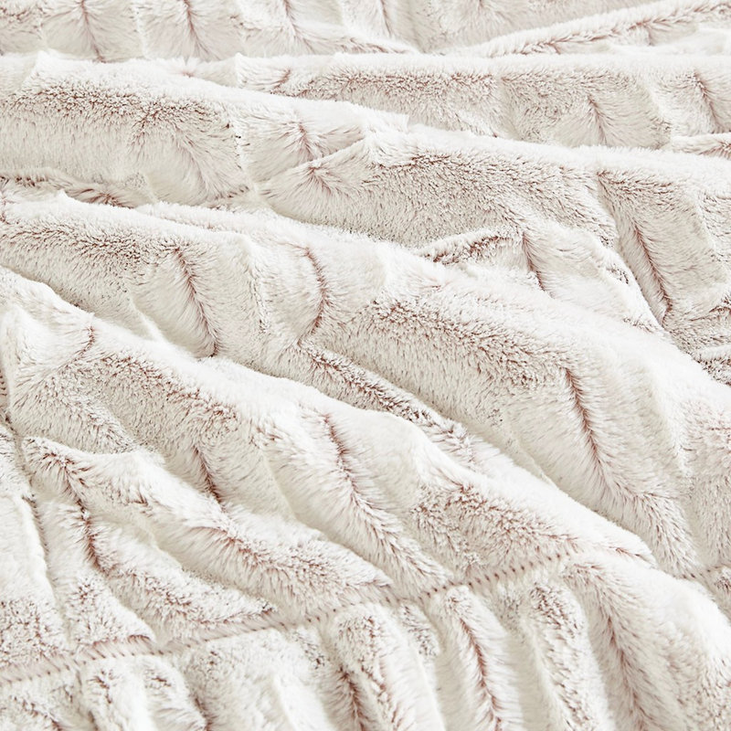 Édredon pour grand lit avec intérieur long en fourrure blanche, taille,, Édredon grand et 2 taies décoratives, Beige
