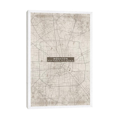 Houston City Map Abstract 1 Piece Wall Art on Canvas