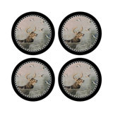 English Stag Vegan Leather Round Coasters