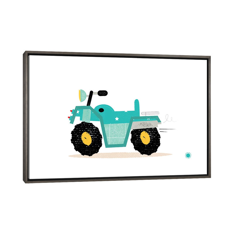 Quad, impression d'art graphique, H 40 po x l 60 po x 1,5 po, Pas de tapis, Toile avec cadre gris