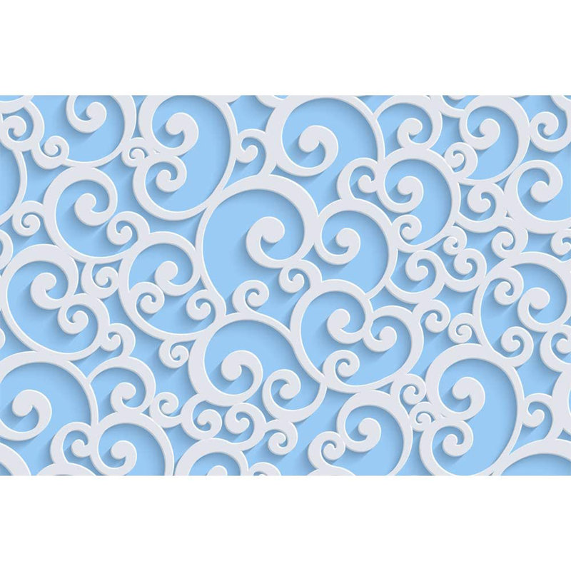 Modern Abstract Peel & Stick Floral Border, Light Blue, 100" L x 144" W