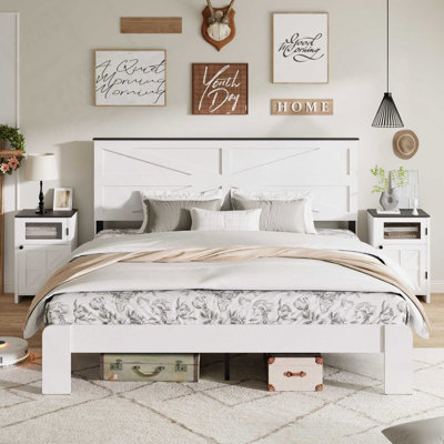 Structure de lit plateforme en bois, sans bruit, sans sommier