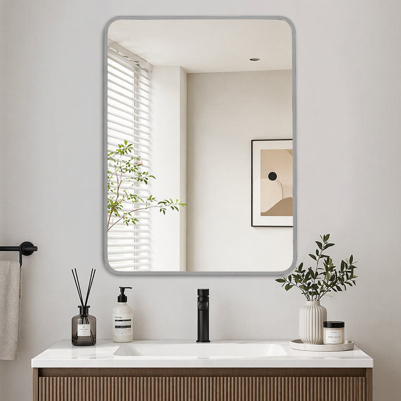 Miroir mural pour salle de bain, 24 po x 32 po, Argent