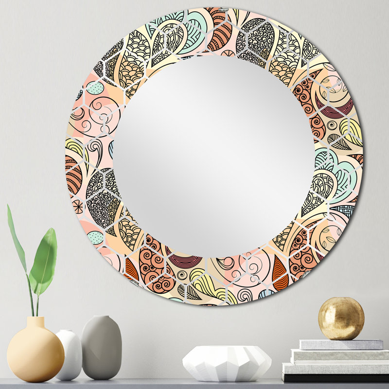 Miroir mural rose, bleu et orange, 24 po x 24 po