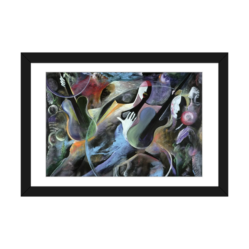 «jammin’print on toile, H 16 po x l 24 po x P 1 po, Papier beaux-arts encadré noir, Blanc