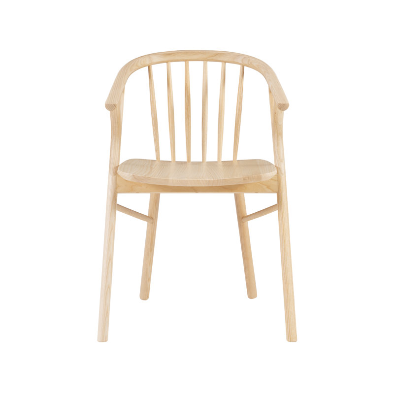 Chaise avec accoudoirs à dossier en bois massif Fincher Windsor, Naturel
