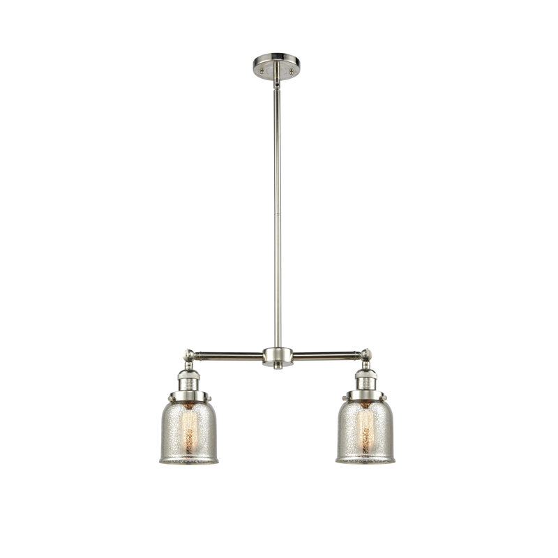 Bell - 2 Light 21" Island Light, 6 Watt Vinage LED Bulb, Silver Mercury, Polished Nickel